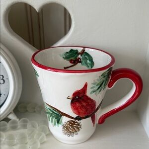 Festive Hand Painted Cardinal Mug